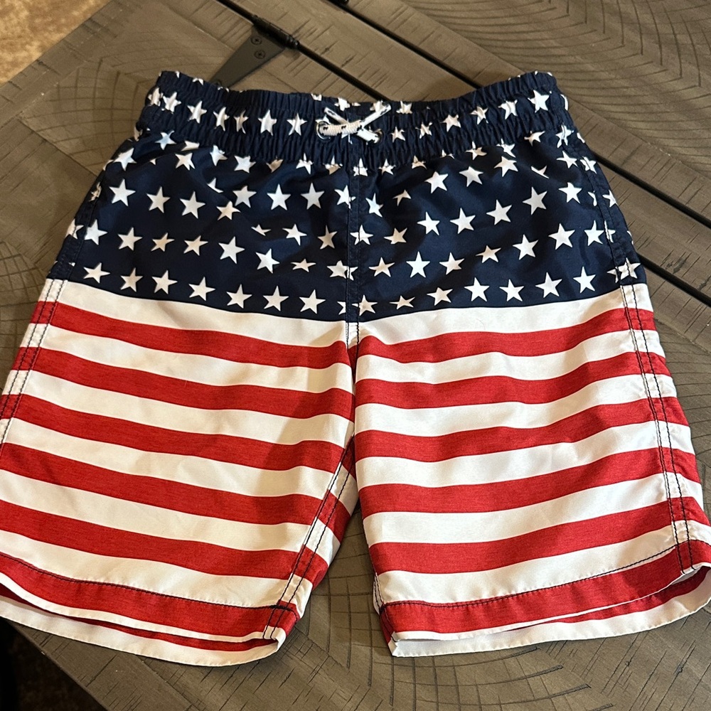 Old Navy Kids Swim Trunks - Red, White, and  Blue Flag